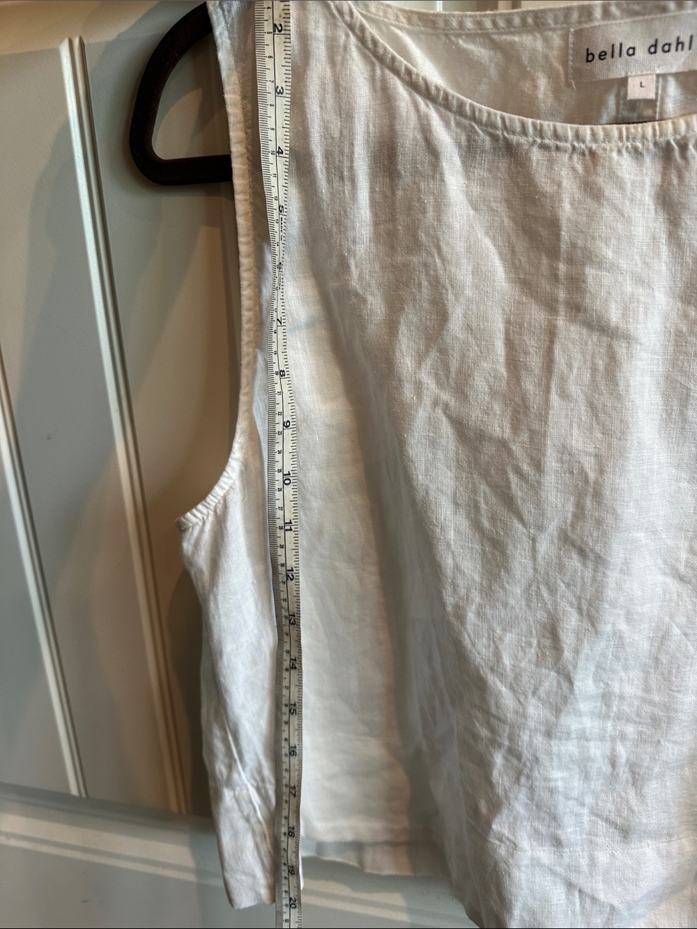 Bella Dahl White Linen Cropped Tank Top - Picture 2 of 8